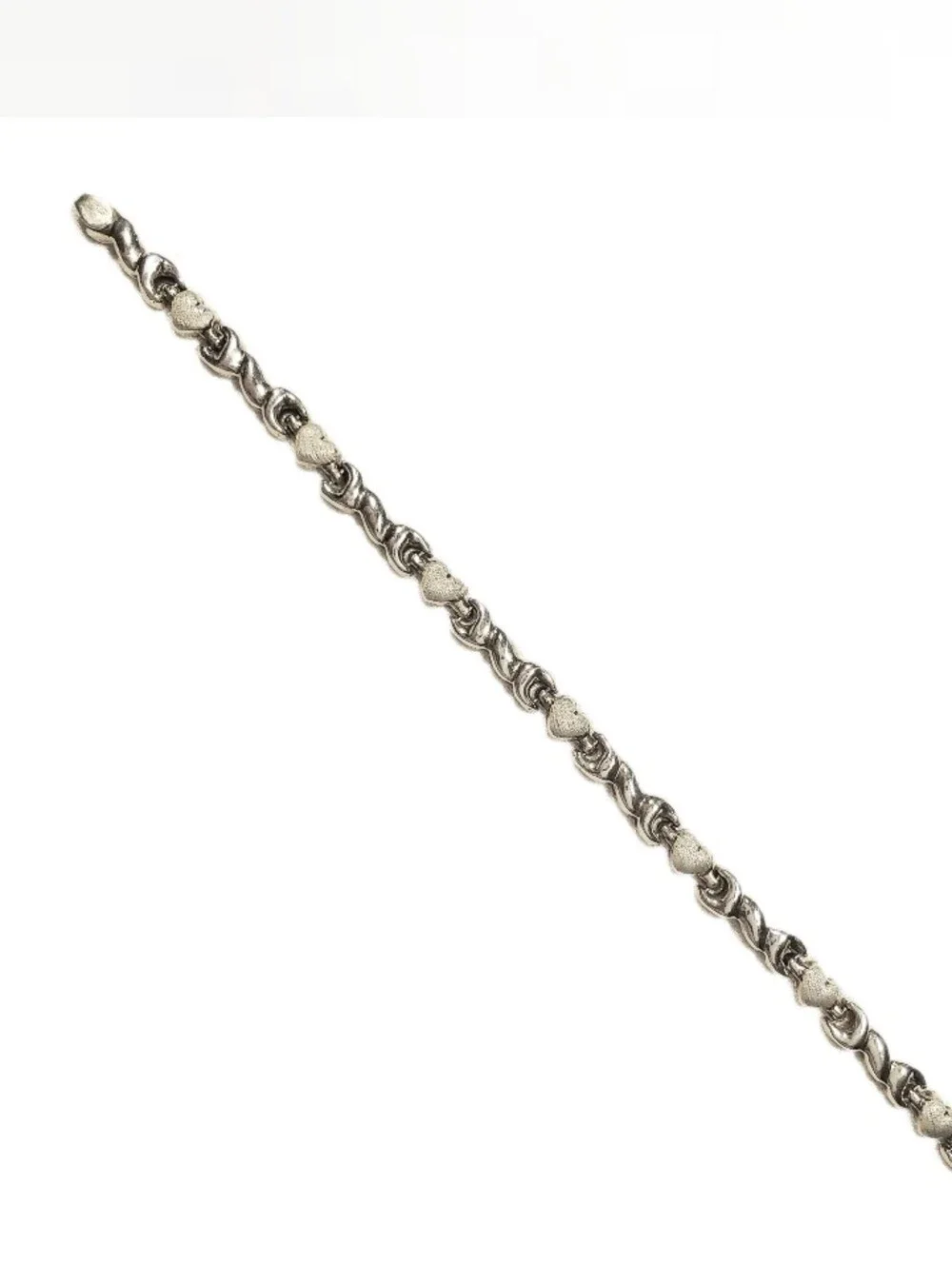 925 Heart Wave Link Bracelet Sterling Silver brushed polished mix 7